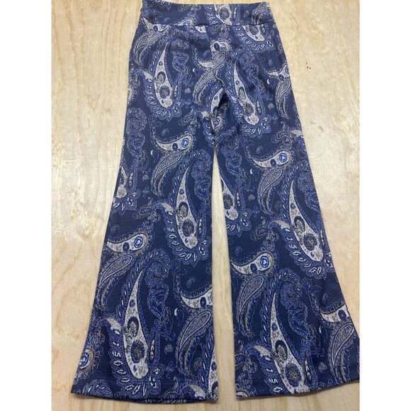 Anthropologie MAEVE Metallic Paisley Pants Women 10P Navy Gold Flare Maria Boho - Picture 5 of 7